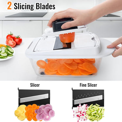 Close-up of stainless steel blades on the Albevo Vegetable Chopper