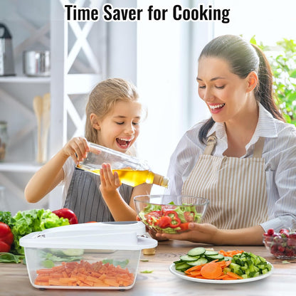 Albevo 8-Blade Vegetable Chopper in use during weeknight meal prep